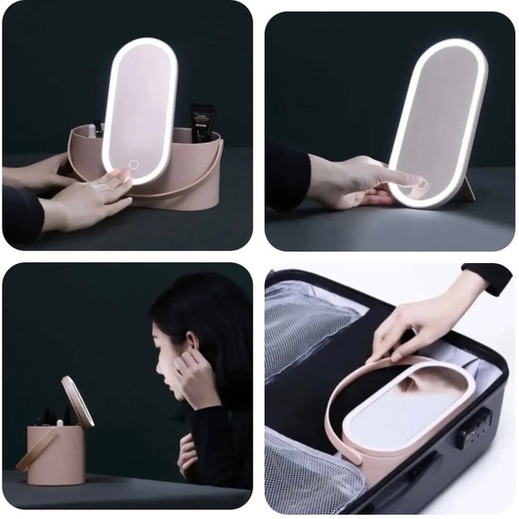 MONAT Cosmetics Skincare Makeup Travel Hard Case with LED light Mirror Pink - Picture 2 of 2